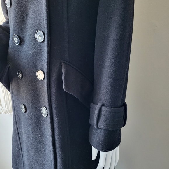 Jones New York black thigh lenght double breasted wool and cashmere coat Sz 12 - Picture 7 of 13